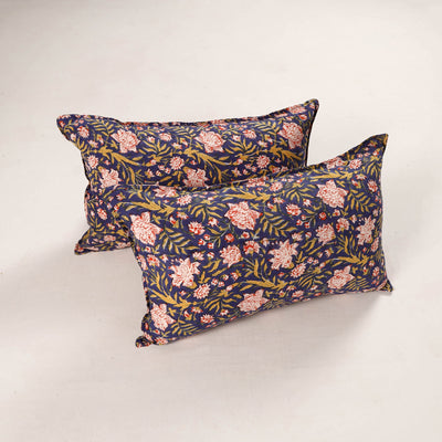 Blue - set of 2 sanganeri cotton pillow covers 34