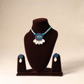 Blue Shell Work Fabart Necklace Set