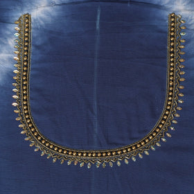 Blue - shibori hand embroidery cotton blouse piece 48