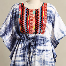 Blue - shibori jacquard mosaic fusion cotton kaftan (short)