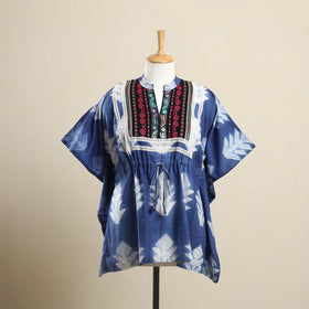 Buy Blue Shibori Mosaic Fusion Cotton Kaftan