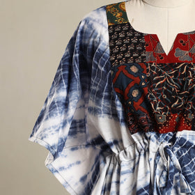 Blue - shibori mosaic fusion cotton kaftan (short) 28