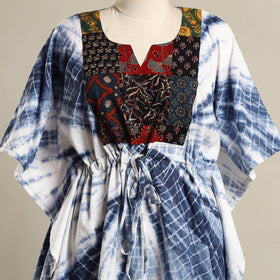 Blue - shibori mosaic fusion cotton kaftan (short) 28