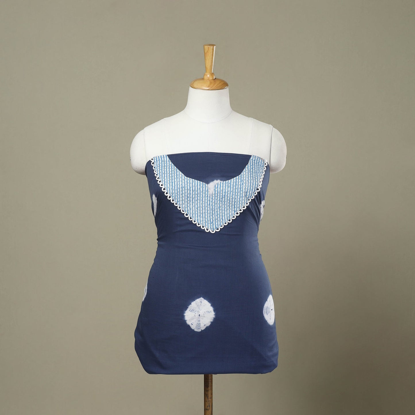 Buy Blue Shibori Patchwork Cotton Kurta Material