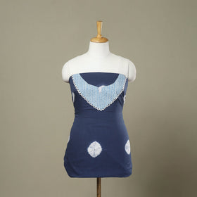 Buy Blue Shibori Patchwork Cotton Kurta Material