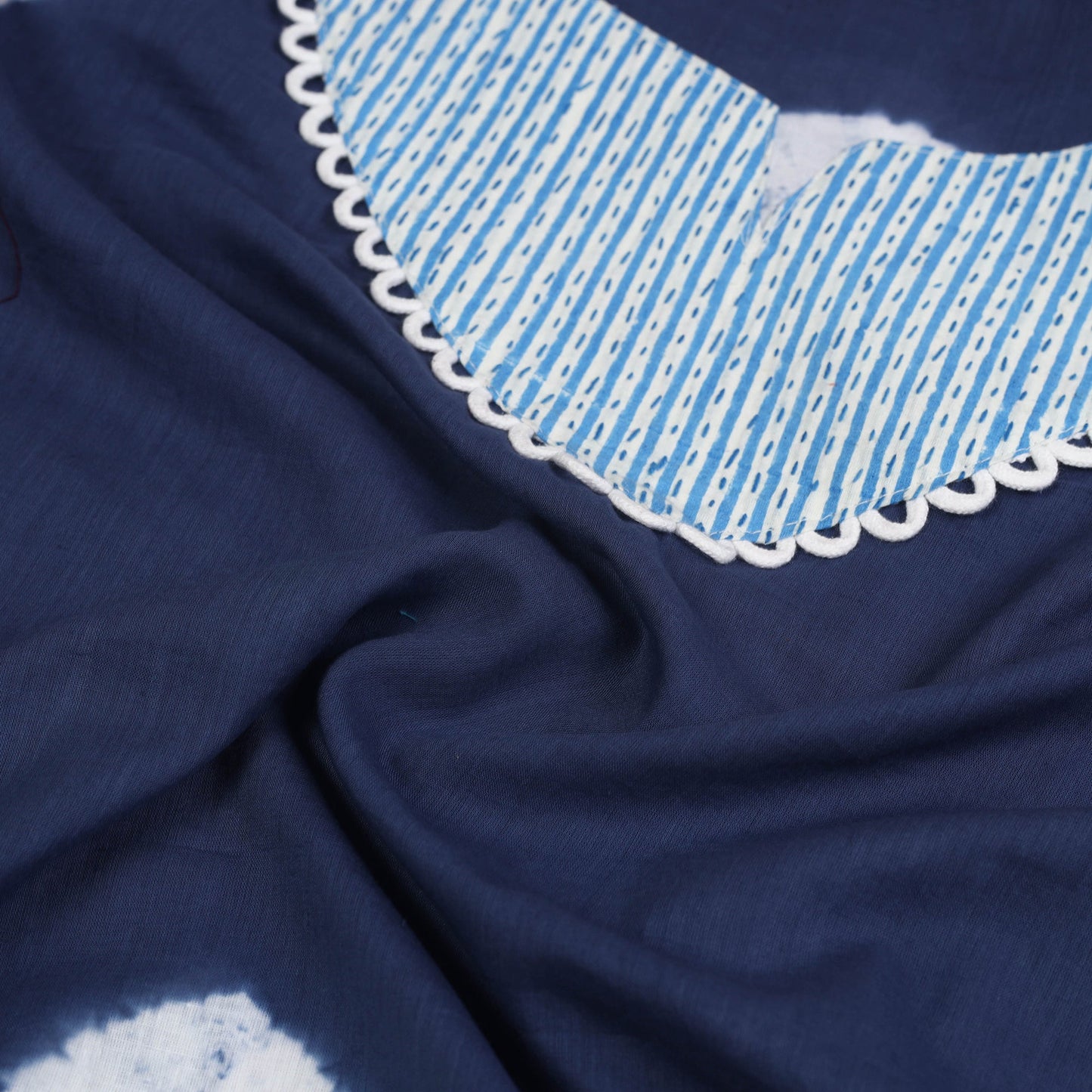 Buy Blue Shibori Patchwork Cotton Kurta Material