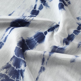 Blue  Shibori Tie-Dye Chanderi Silk Handloom Fabric 