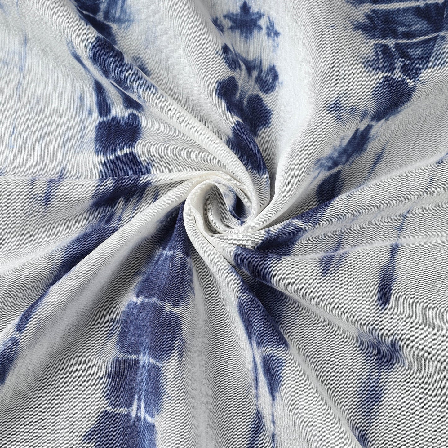 Blue  Shibori Tie-Dye Chanderi Silk Handloom Fabric 