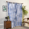 Blue - Shibori Tie-Dye Cotton Door Curtain - Set of 2 (6.6 x 4 feet)