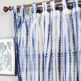 Blue - Shibori Tie-Dye Cotton Door Curtain - Set of 2 (6.6 x 4 feet)