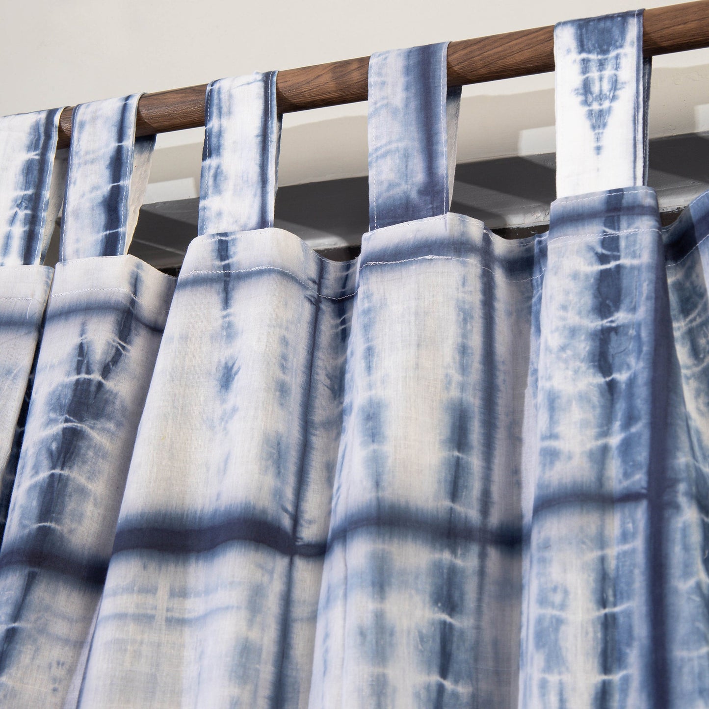 Blue - shibori tie-dye cotton door curtain - set of 2 (6.6