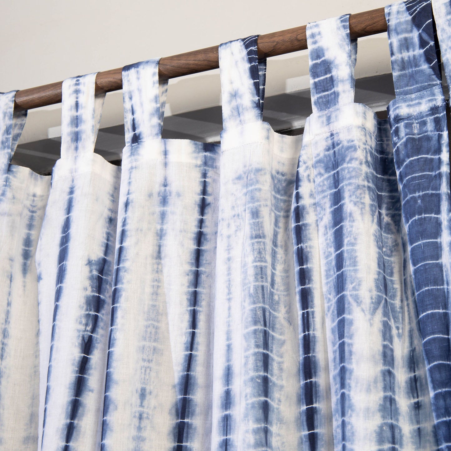 Blue - Shibori Tie-Dye Cotton Door Curtain - Set of 2 (6.6 x 4 feet)