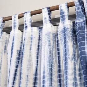 Blue - Shibori Tie-Dye Cotton Door Curtain - Set of 2 (6.6 x 4 feet)