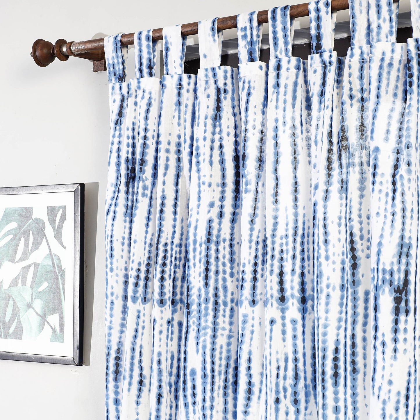 Blue - Shibori Tie-Dye Cotton Door Curtain - Set of 2 (6.6 x 4 feet)