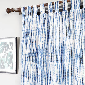 Blue - Shibori Tie-Dye Cotton Door Curtain - Set of 2 (6.6 x 4 feet)