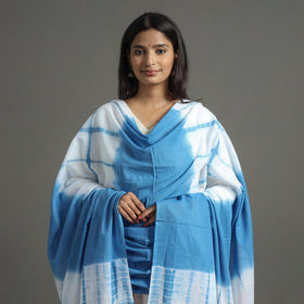 Blue - shibori tie-dye cotton dupatta with tassels 82