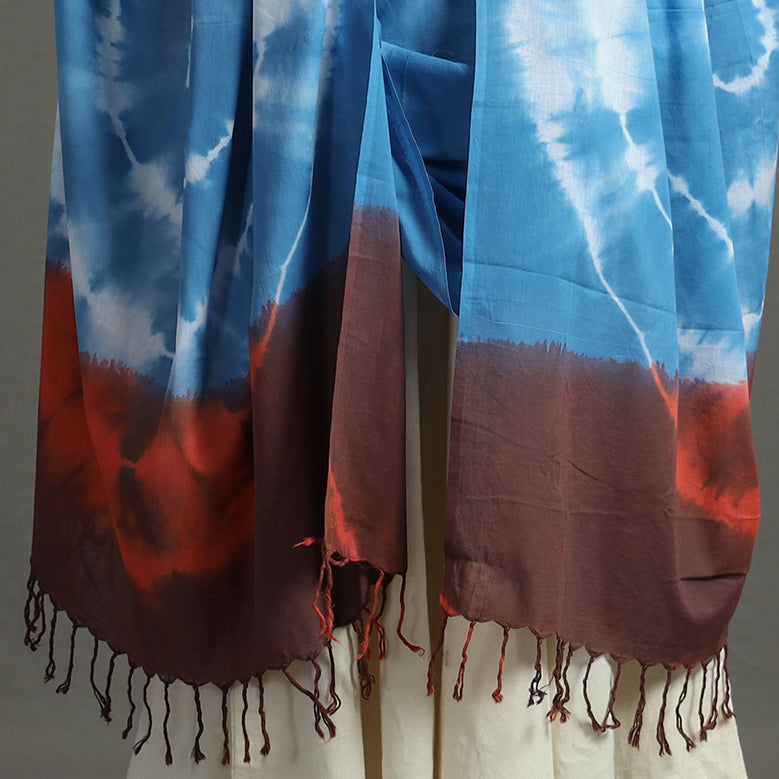  Shibori Tie-Dye Cotton Dupatta with Tassels 97 