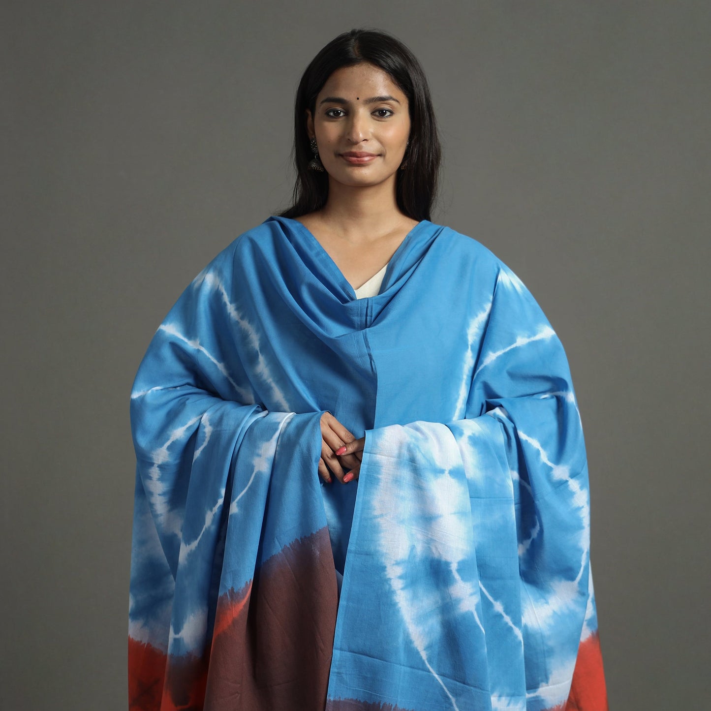  Shibori Tie-Dye Cotton Dupatta with Tassels 97 