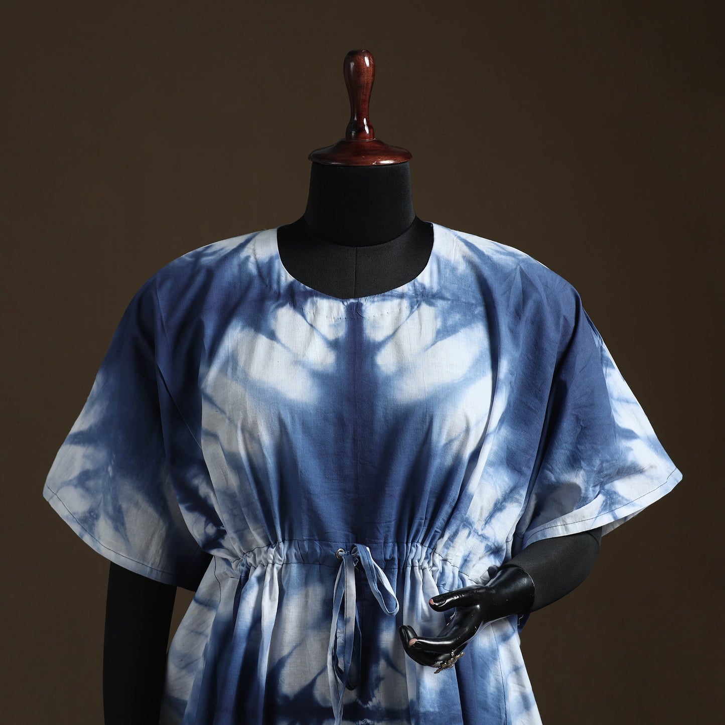 Shibori tie-dye cotton kaftan (short) 11 - handcrafted