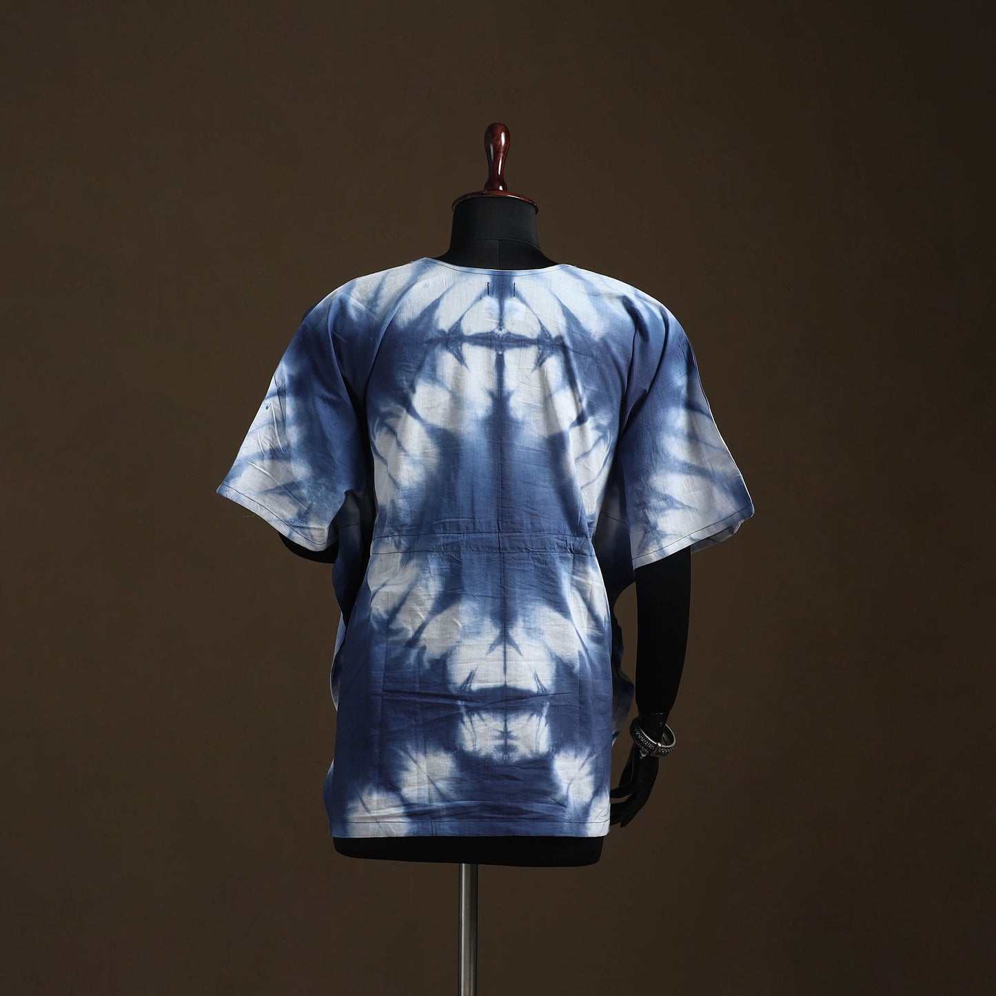 Shibori tie-dye cotton kaftan (short) 11 - handcrafted