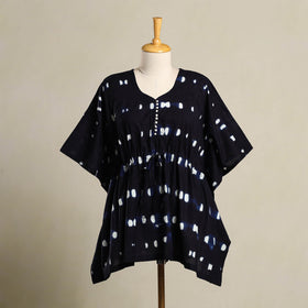 Blue Shibori Tie-Dye Cotton Kaftan (Short)