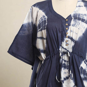 Buy Blue Shibori Tie-Dye Cotton Kaftan