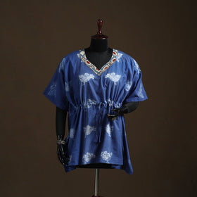 Shibori tie-dye gota work cotton kaftan (short) 12