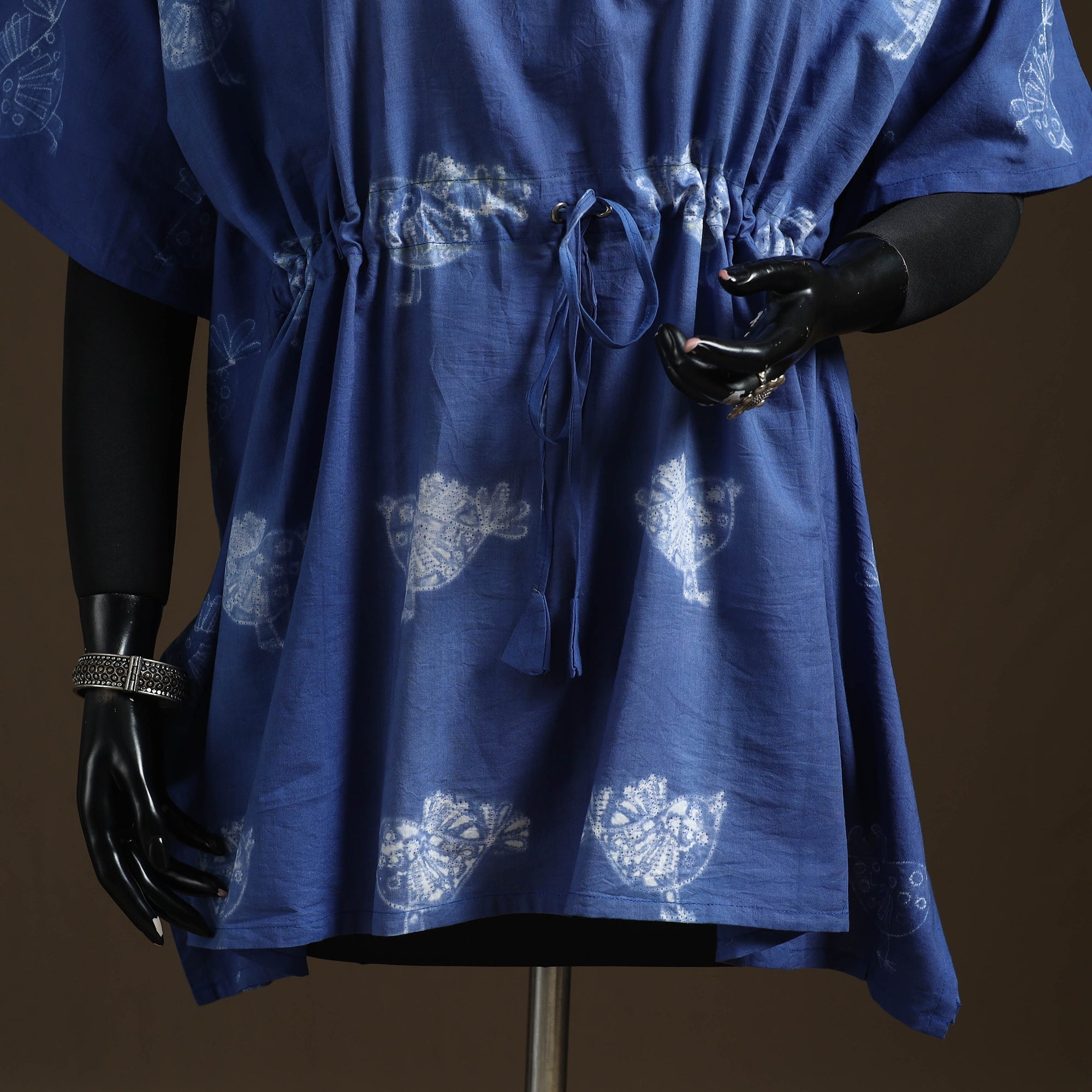 Shibori tie-dye gota work cotton kaftan (short) 12