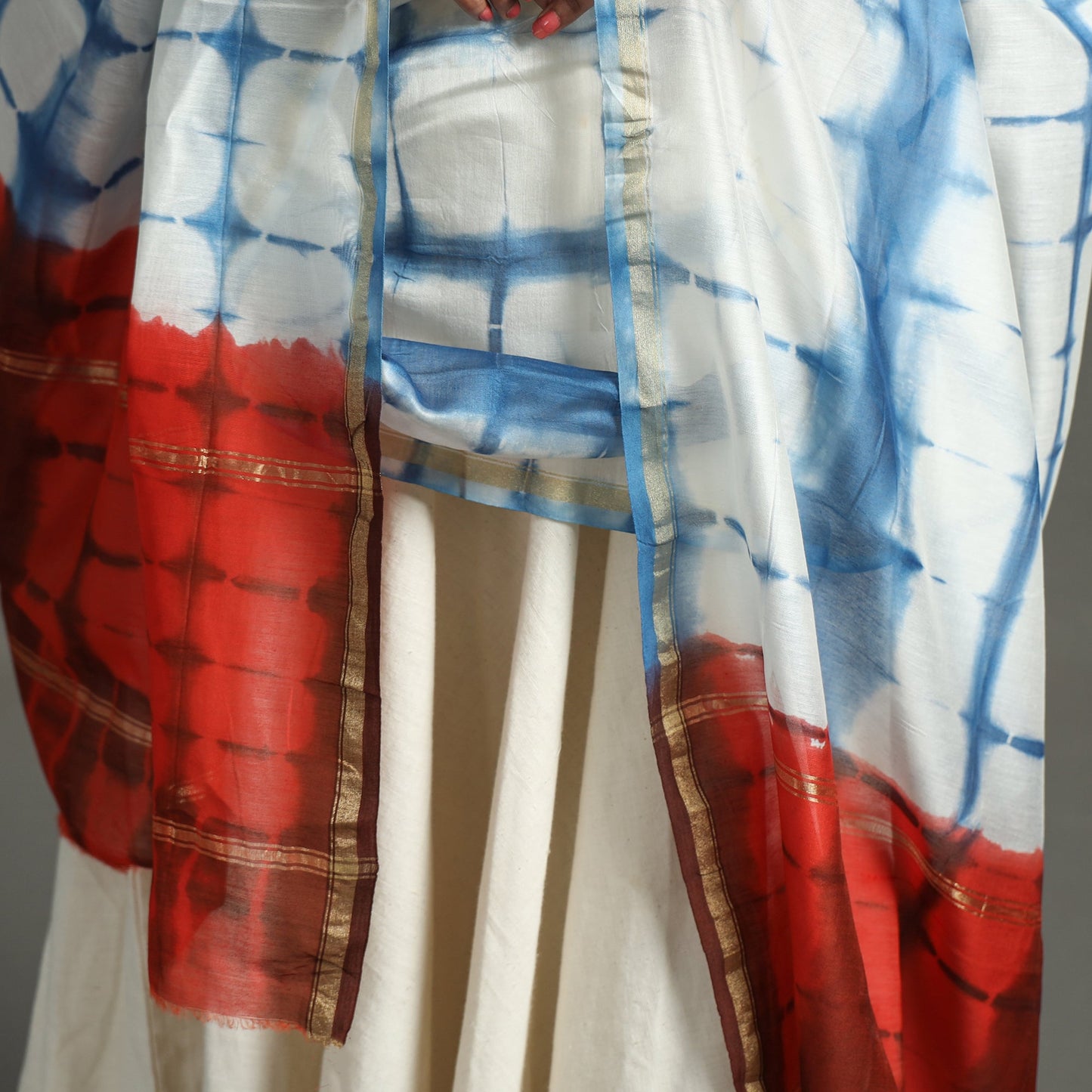 Blue - shibori tie-dye handloom chanderi silk dupatta
