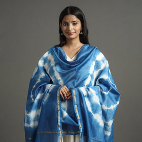 Blue - shibori tie-dye handloom chanderi silk dupatta