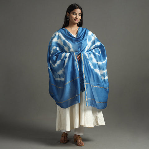 Blue - shibori tie-dye handloom chanderi silk dupatta