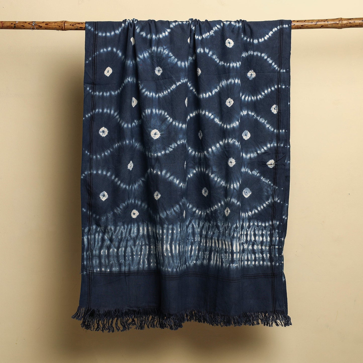 Blue - Shibori Tie & Dye Pure Handloom Cotton Bath Towel