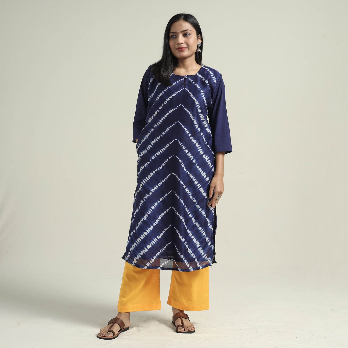 Shibori Kurta with Palazzo & Dupatta Set
