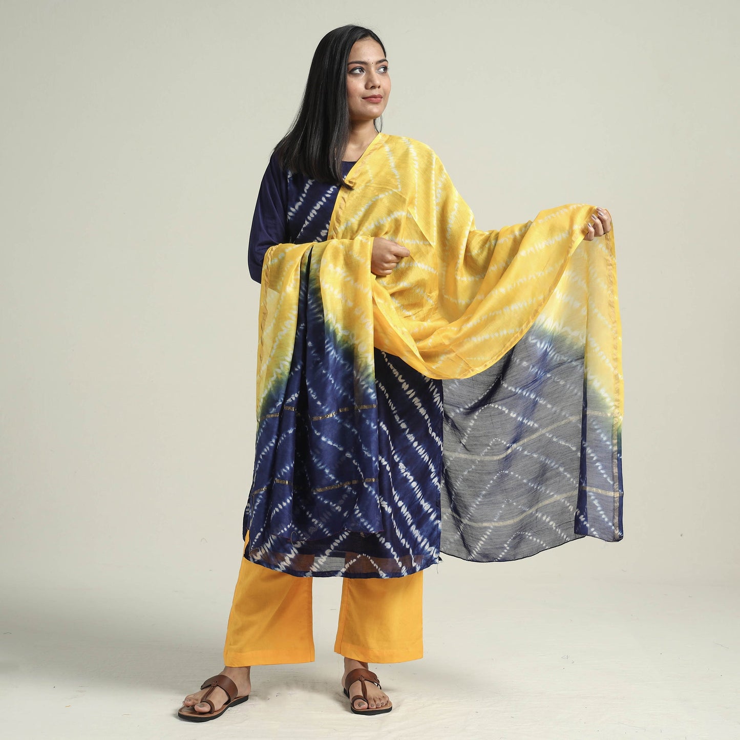 Shibori Kurta with Palazzo & Dupatta Set
