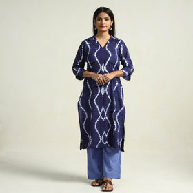 Buy Shibori Tye-Dye Mul Cotton Kurta with Palazzo & Dupatta Set Online at iTokri.com