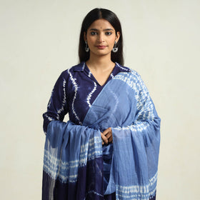 Buy Shibori Tye-Dye Mul Cotton Kurta with Palazzo & Dupatta Set Online at iTokri.com