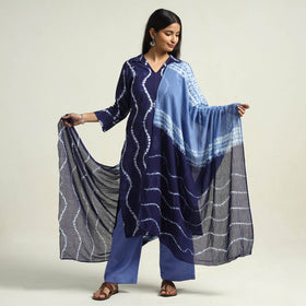 Buy Shibori Tye-Dye Mul Cotton Kurta with Palazzo & Dupatta Set Online at iTokri.com