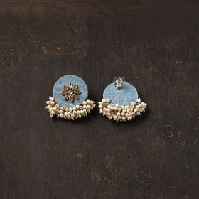 Blue - shipra fabart earrings with kundan & beads