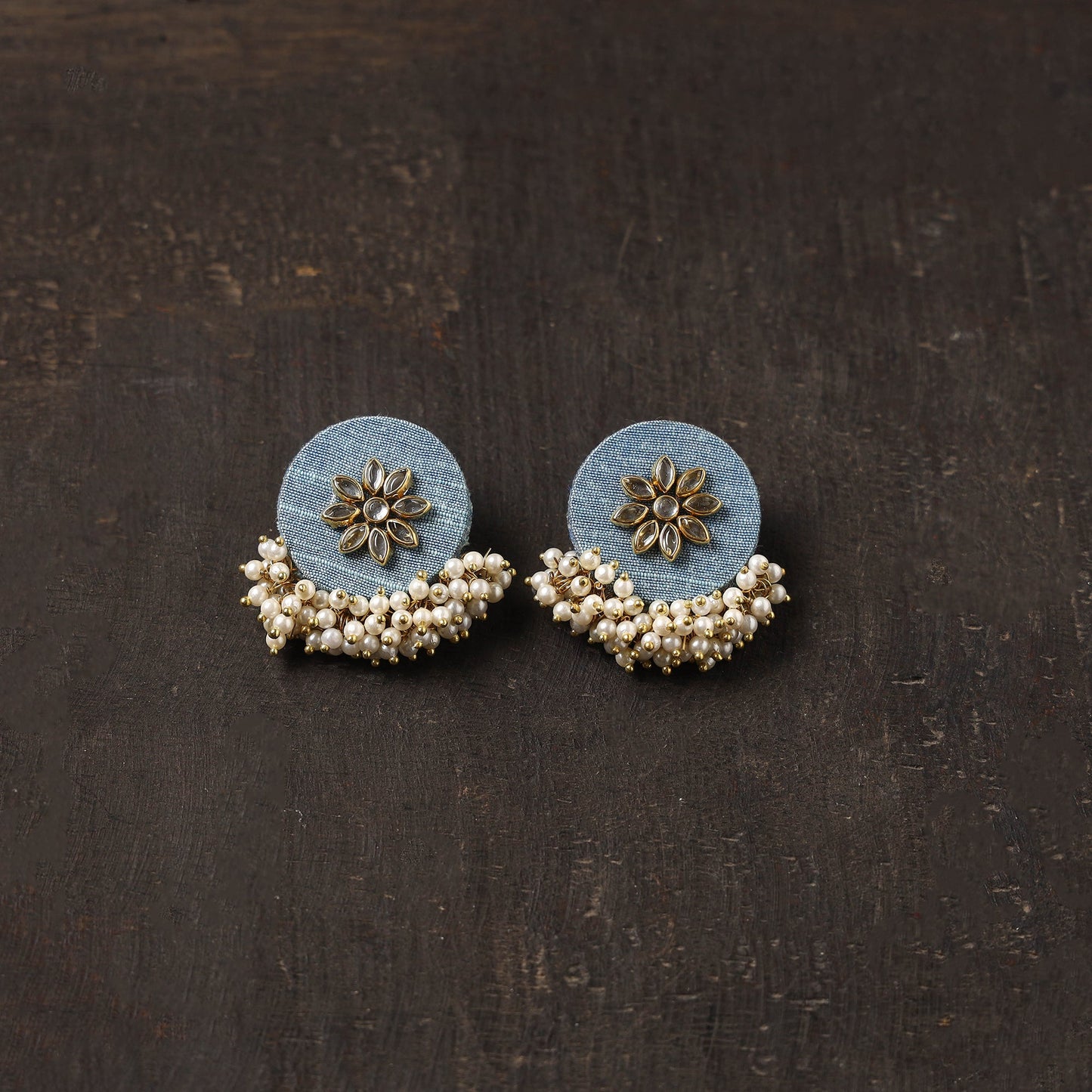 Blue - shipra fabart earrings with kundan & beads