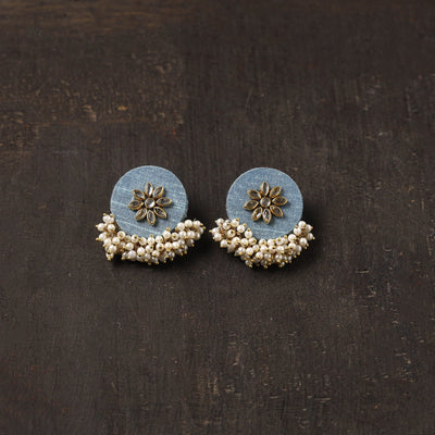 Blue - shipra fabart earrings with kundan & beads