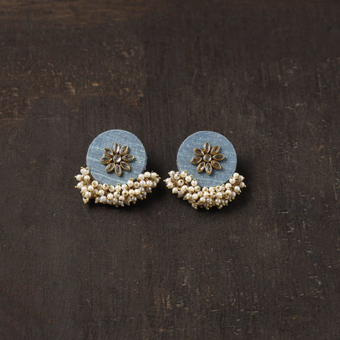 Blue - shipra fabart earrings with kundan & beads