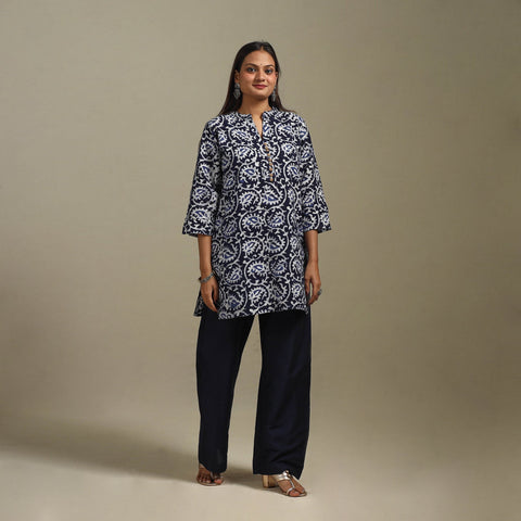 Short cotton hand batik kurta for women 38 - handcrafted