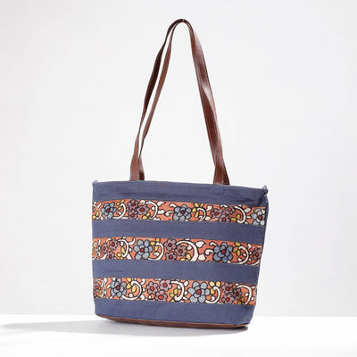 Blue Shoulder Bag - Handpainted Kalamkari Natural Dyed Cotton