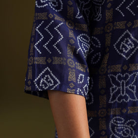 Blue - silk bandhani kurta set with lagdi patta (set of 2)