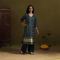 Blue - silk bandhani kurta set with lagdi patta (set of 2)
