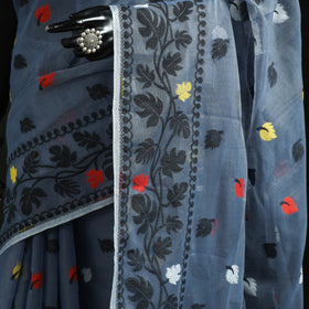 Silk cotton dhakai jamdani saree 12 - handcrafted