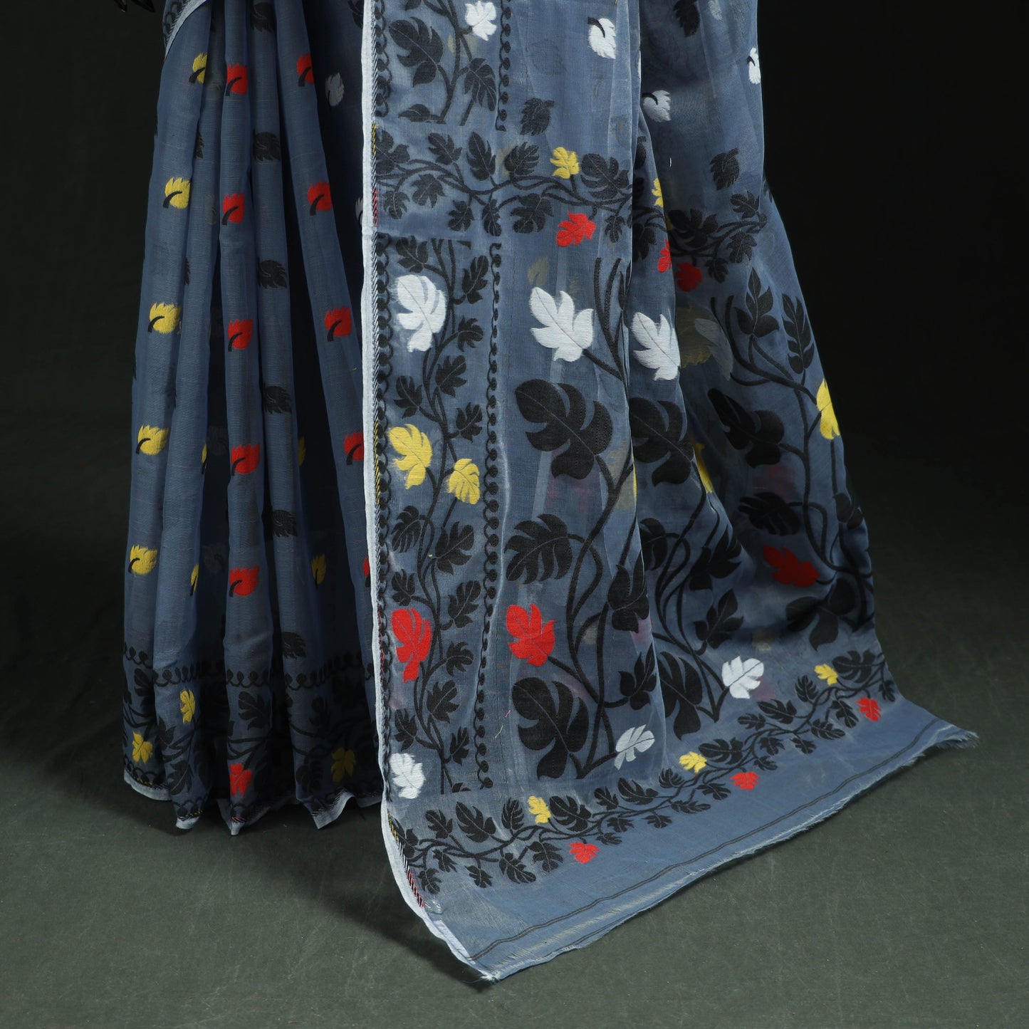 Silk cotton dhakai jamdani saree 12 - handcrafted