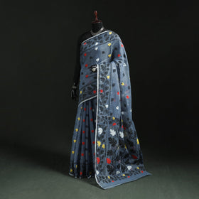 Silk cotton dhakai jamdani saree 12 - handcrafted
