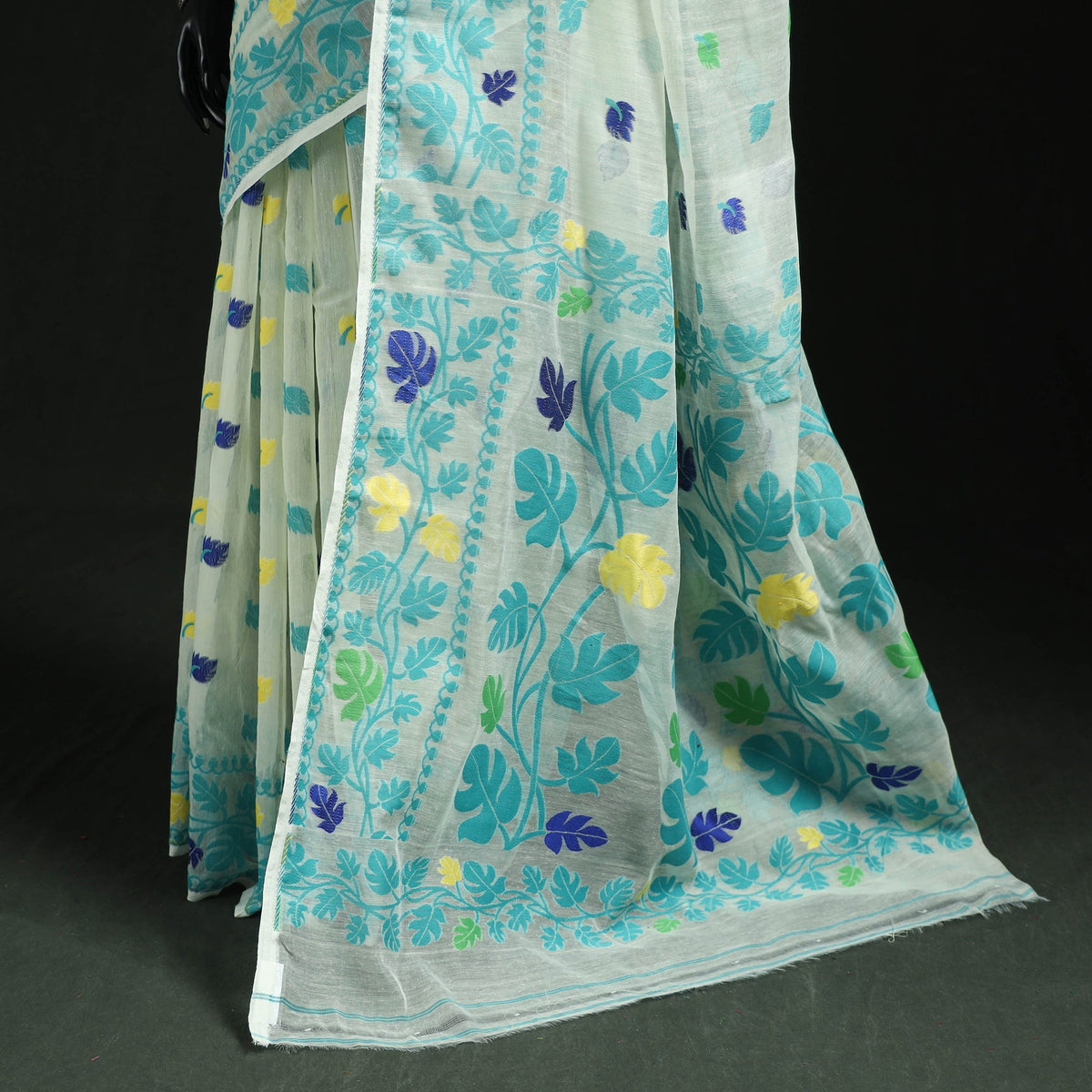 Silk cotton dhakai jamdani saree 18 - handcrafted