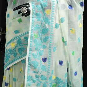 Silk cotton dhakai jamdani saree 18 - handcrafted